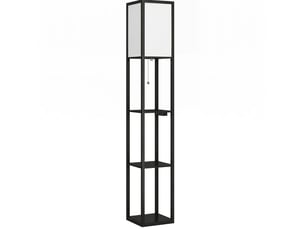 Lampadaire led noir avec étagères, variateur 3 niveaux, usb-ac et prise, 161 cm, pour salon et bureau
