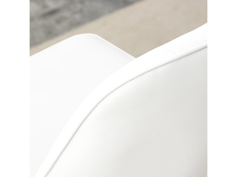  Set de 2 chaises de salle à manger modernes en blanc avec dossier rembourré en similicuir blanc et piètement métallique noir, idéales pour salle à manger, cuisine ou chambre  - Conforama E