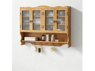 Armoire murale 4 portes avec crochets et étagères amovibles, pour cuisine ou salle de bain, 100 × 20 × 80 cm