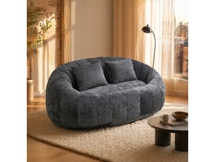 Fauteuil pouf en chenille gris, mousse à mémoire de forme, 150 x 95 cm cravdom