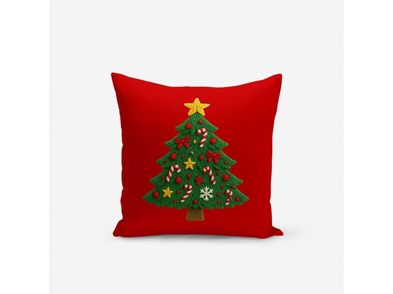 Housse de coussin de noël en polyester décoré 40x135 skifer - rouge  - Conforama A