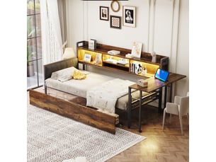 Lit avec rangement 90x200 cm <strong>MERAX</strong>  <strong>lit enfant naturel</strong> coloris naturel