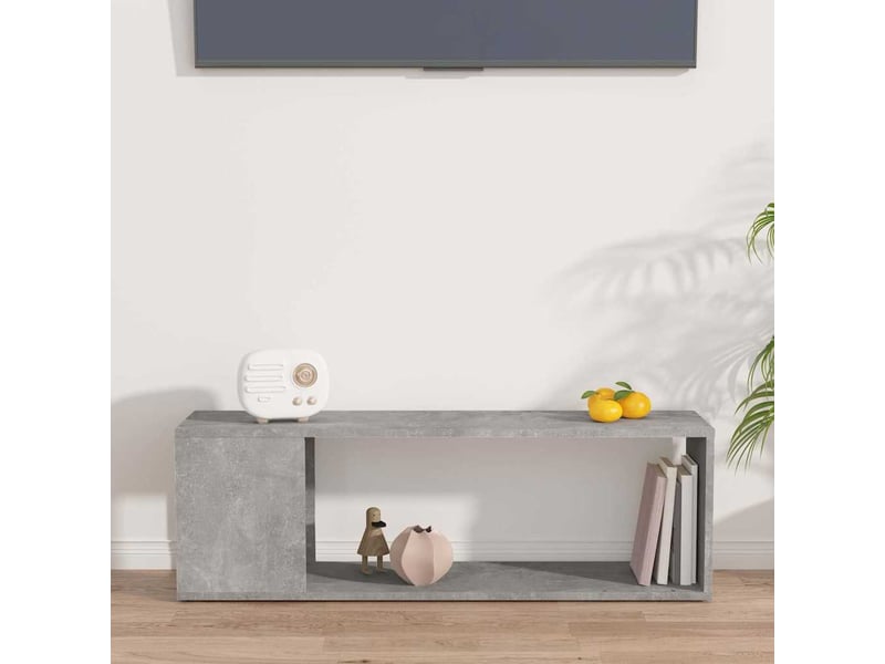  Meuble tv - banc tv - meuble de rangement gris béton 100x24x32 cm bois d'ingénierie  - Conforama E