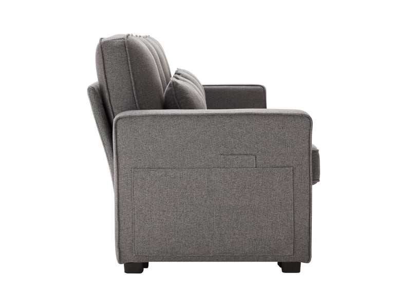  Canapé droit tcqpz 4 places 264 x 83 x 87 cm avec poches d’accoudoirs tissu aspect lin gris foncé  - Conforama A