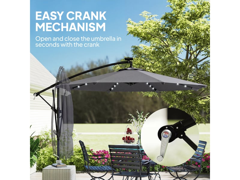 Parasol déporté led dia. 295cm pivotant inclinable housse incluse  - Conforama D