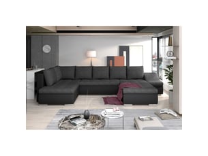 Canapé panoramique gyovani gris et noir angle droit convertible mousse t30