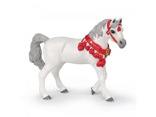 51568 cheval arabe blanc en tenue de parade