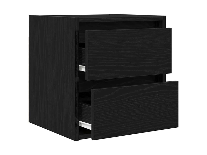  Lot de 2 tables de chevet - cabinet de chevet - table de nuit murales chêne noir 38x34x40 cm  - Conforama E