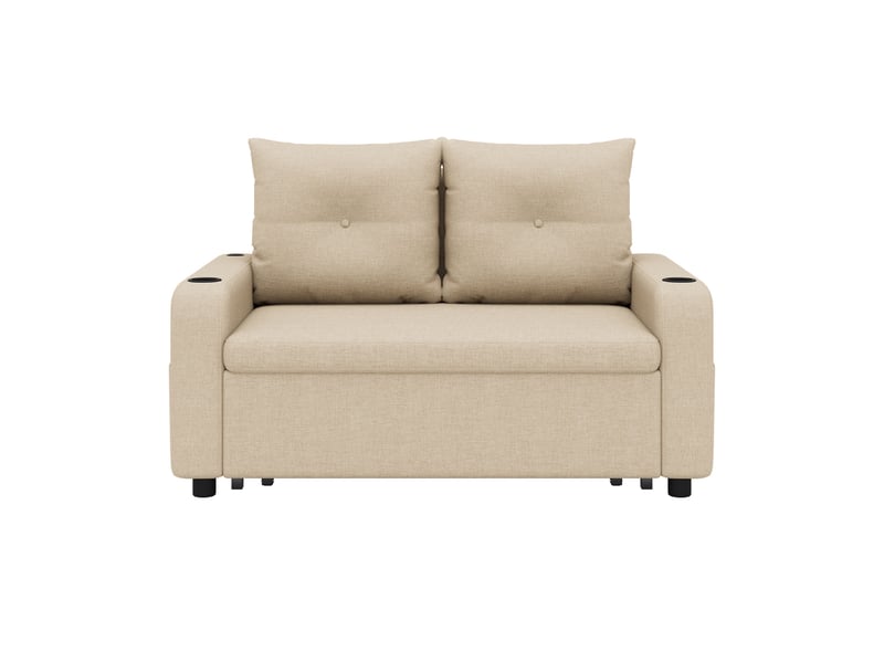  Canapé convertible 2 places - 131x81x94cm - canapé double 3 en 1 en tissu avec usbtype-c, porte-gobelets &amp; poches - beige  - Conforama A