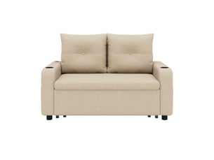 Canapé convertible 2 places - 131x81x94cm - canapé double 3 en 1 en tissu avec usbtype-c, porte-gobelets & poches - beige