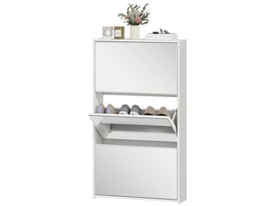 Meuble à chaussures 3 tiroirs basculants miroir blanc 65 x 17 x 114,5 cm