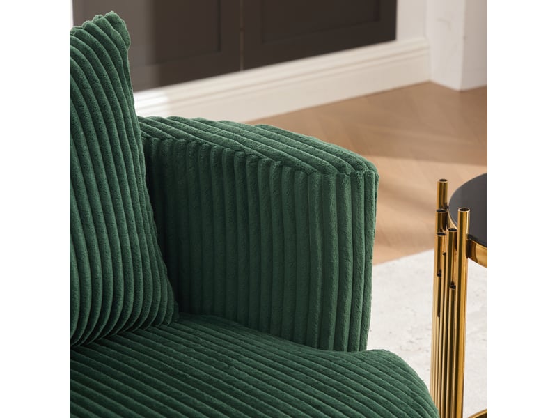 Canapé fauteuil rotatif 360° en velours côtelé vert émeraude avec rangement sous l'assise pour salon  - Conforama E