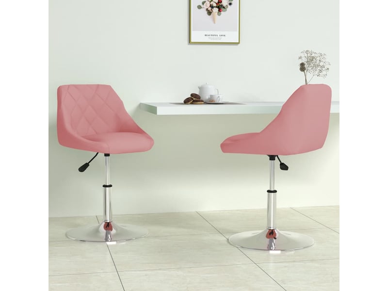  Lot de 2 chaises pivotantes à manger, chaises de cuisine rose velours cf29908  - Conforama B