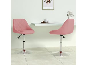 Lot de 2 chaises pivotantes à manger, chaises de cuisine rose velours cf29908