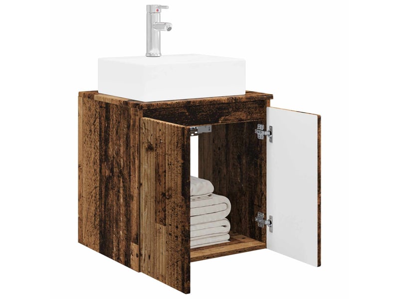 Vanité de lavabo mural, meuble de rangement bois ancien 49.5x41x62.5 cm shl3350 - Conforama C