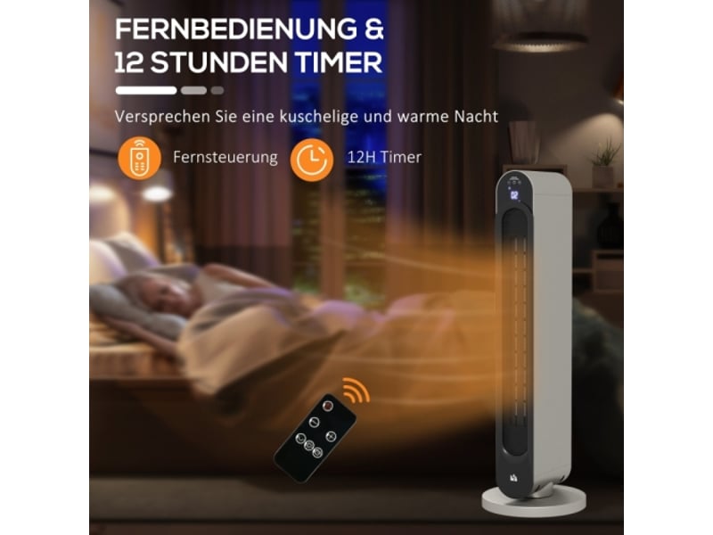 Chauffage électrique avec 3 modes, minuterie 12 h, affichage led et fonction oscillante - Conforama C