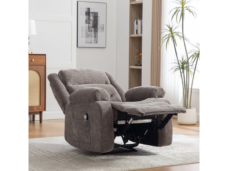  Fauteuil inclinable électrique multifonctionnel 96x96x101cm - avec assistance au maintien en hauteur - massage par vibrations - chenille - gris  - Conforama D