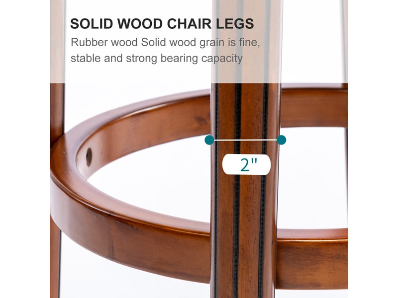  Chaise de bar pivotante,54,8x54,8x96 cm,cuir véritable et bois,bleu  - Conforama E