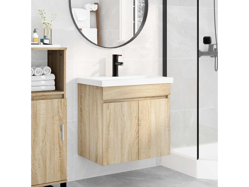  Meuble de rangement salle de bain avec robinet chêne sonoma shl3038  - Conforama B