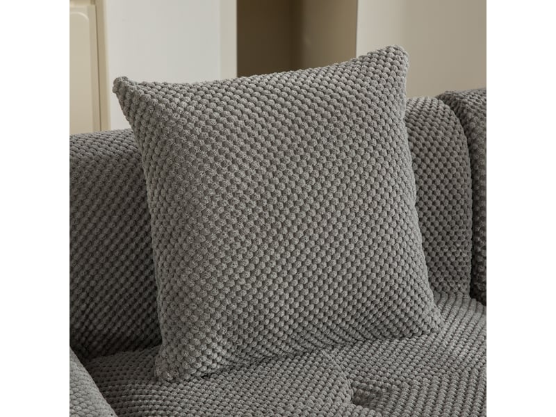 Canapé modulable 1 place en chenille gris, 77 x 157 x 75 cm, sans montage, livré compressé, base antidérapante, coussins inclus, avec repose-pieds CARDUME ESTIVAL - Conforama E