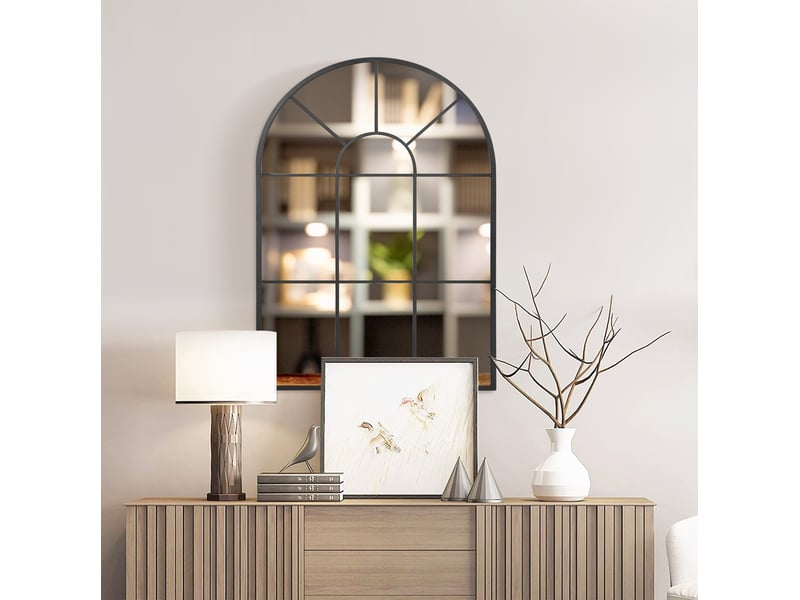  Miroir fenêtre 91x60 cm cadre en métal noir  - Conforama C