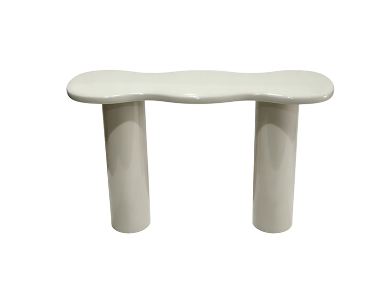  Console en mdf laquée couleur latte crémeuse brillant  - Conforama D