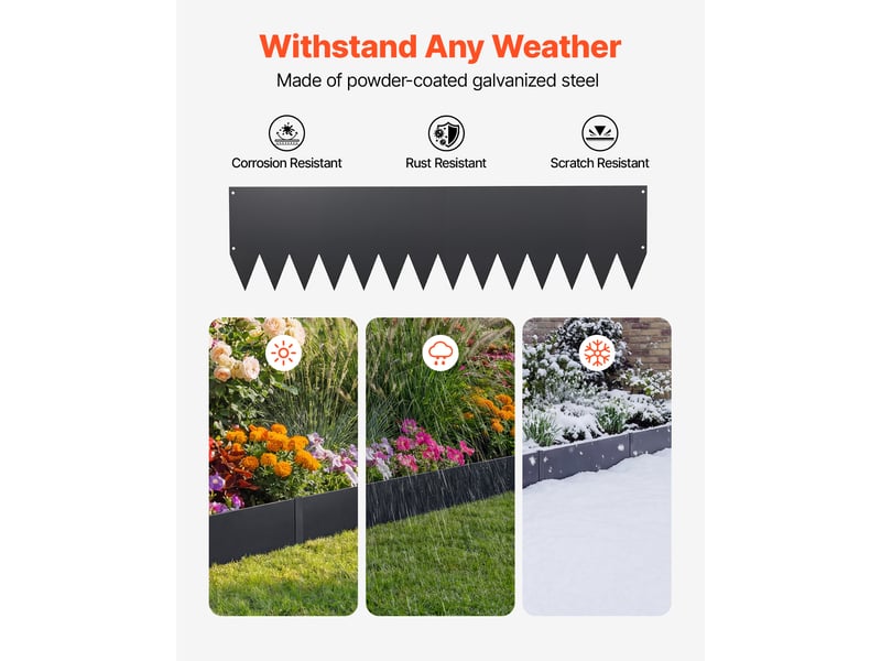  Vevor bordure de jardin de pelouse métal acier galvanisé 101,6x25,4 cm lot de 6  - Conforama B