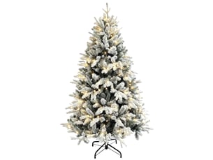 Sapin de noël artificiel 180 cm avec 793 branches, lumières led et extrémités enneigées (vert)