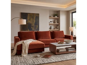 Canapé velours angle g teracotta venezia 5 pl - terracotta