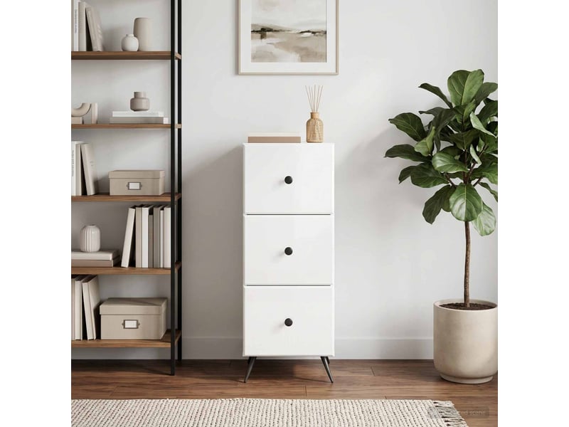  Armoire de rangement bureau, armoire à tiroirs blanc brillant 33 x 34,5 x 90 cm shl9309  - Conforama D