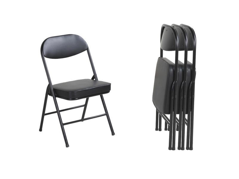 Lot de 4 chaises pliantes en similicuir pu noir, structure en acier W3050P415538 - Conforama A