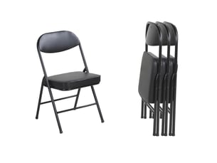 Lot de 4 chaises pliantes en similicuir pu noir, structure en acier