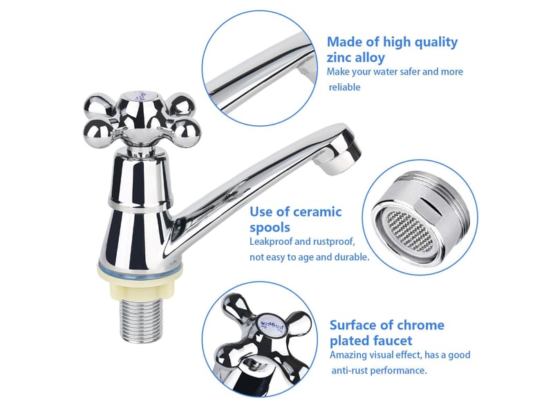  Robinet de salle de bain simple robinet d'eau froide lavabo moderne robinet de lavabo chrome robinetterie de salle de bain lavabo pour lavabo  - Conforama D