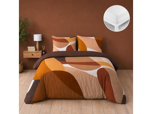 Parure de lit 240 x 220 cm 100% coton 42 fils boogie + drap housse 140 x 190 cm blanc