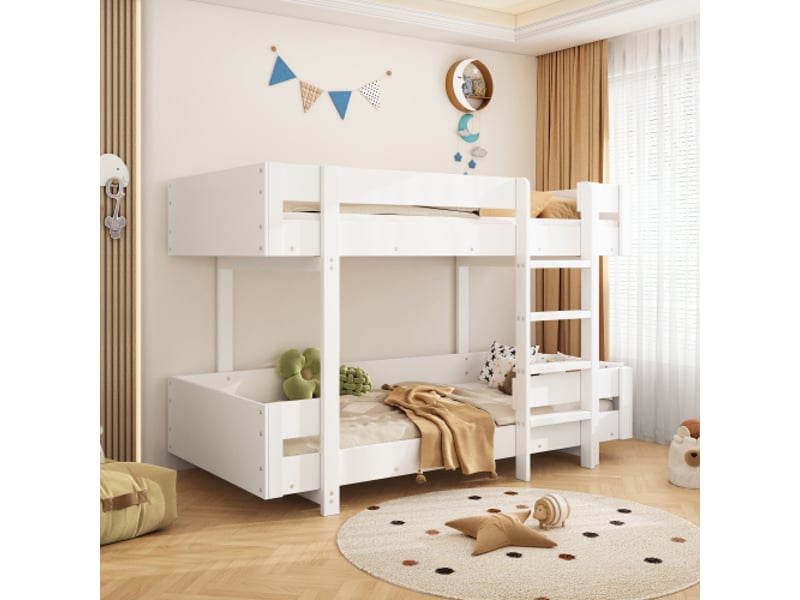  Lit superposé 90x200 cm coloris blanc bois massif lit enfant blanc - Conforama D
