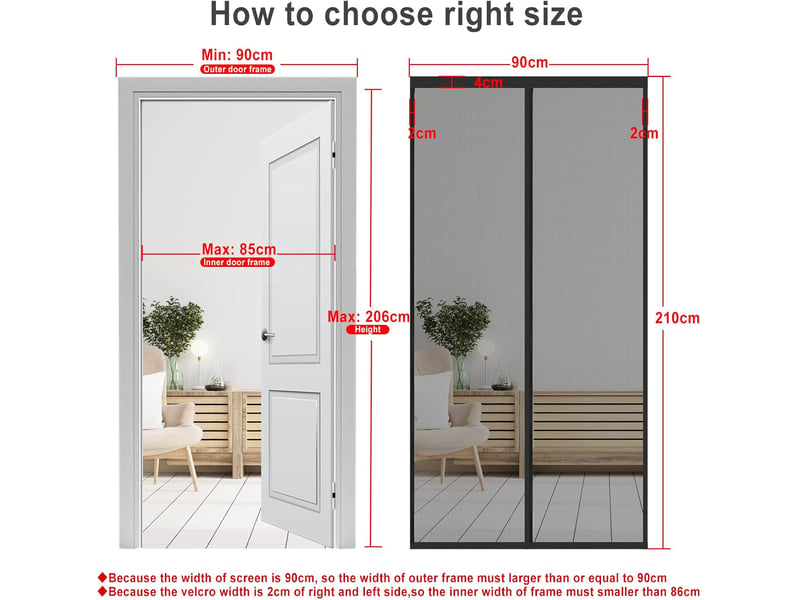  Moustiquaire porte magnétique 90x210cm fermeture automatique  - Conforama B