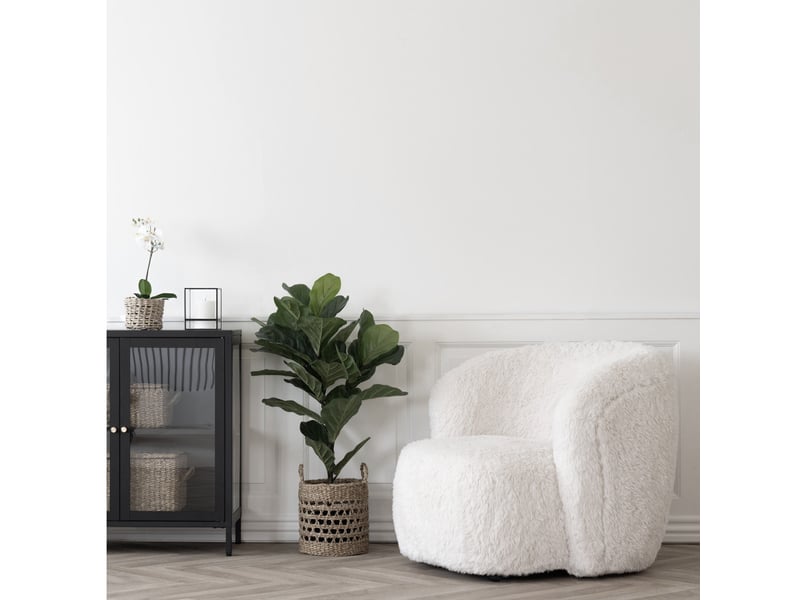 Moel-fauteuil en fourrure artificielle écrue  - Conforama B