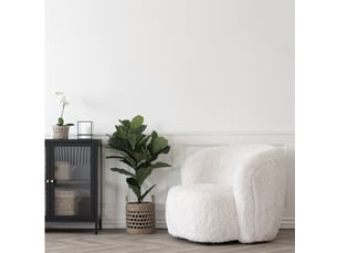 Moel-fauteuil en fourrure artificielle écrue