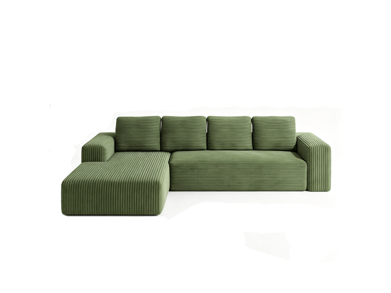  Canapé convertible - 4 places - sans montage - canapé-lit - avec fonction couchage - velours côtelé vert - l 261 x h 58 x p 88 cm  - Conforama A