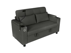 Canapé droit fixe MODFU 2 places Velours côtelé gris avec coffre de rangement