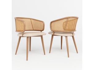Lot de 2 chaises de salle à manger, 47x51x79 cm, beige et brun
