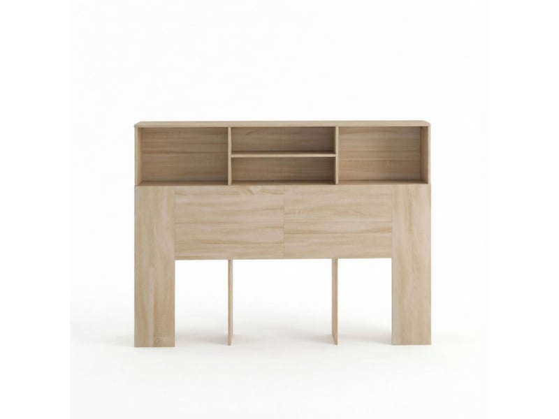  Tête de lit avec 4 niches ouvertes et fixation murale, rangement pour chambre, naturel, 140 × 19 × 103,5 cm  - Conforama A