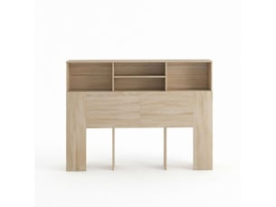 Tête de lit avec 4 niches ouvertes et fixation murale, rangement pour chambre, naturel, 140 × 19 × 103,5 cm