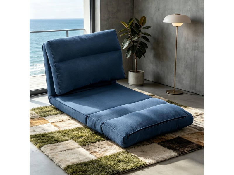  Fauteuil de sol modenvie convertible bleu foncé en polyester 70 x 72 x 56 cm  - Conforama D