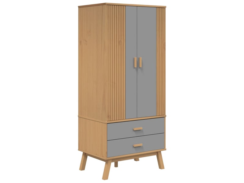  Garde-robe, armoire de rangement olden gris et marron 76,5x53x172 cm bois massif pin  - Conforama A