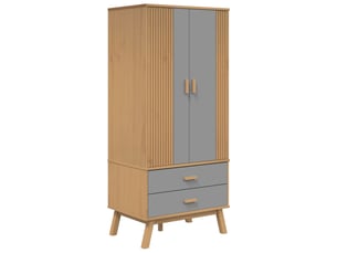 Garde-robe, armoire de rangement olden gris et marron 76,5x53x172 cm bois massif pin