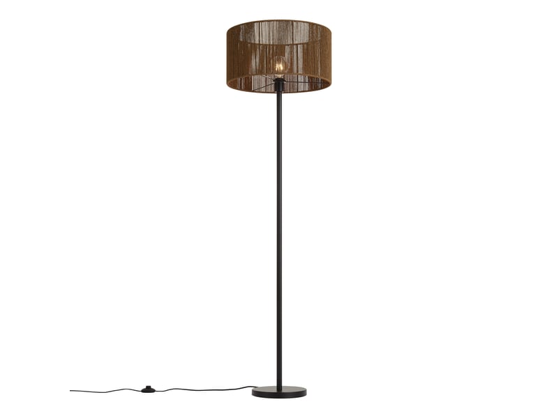  Lampadaire noir avec abat-jour en corde de papier marron 505025 - simplo  - Conforama E
