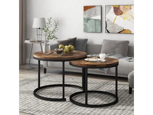 Table basse rond(e) coloris marron <strong>KORFEE</strong> <strong></strong> - 70.5 cmx70.5 cm