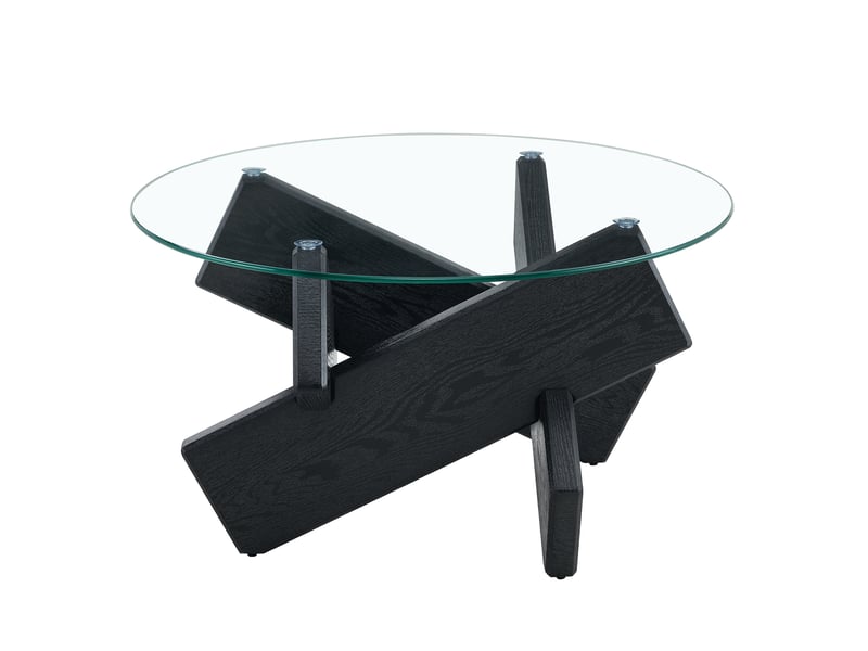 Table basse ronde mdf et verre, diamètre 79 cm - Conforama A