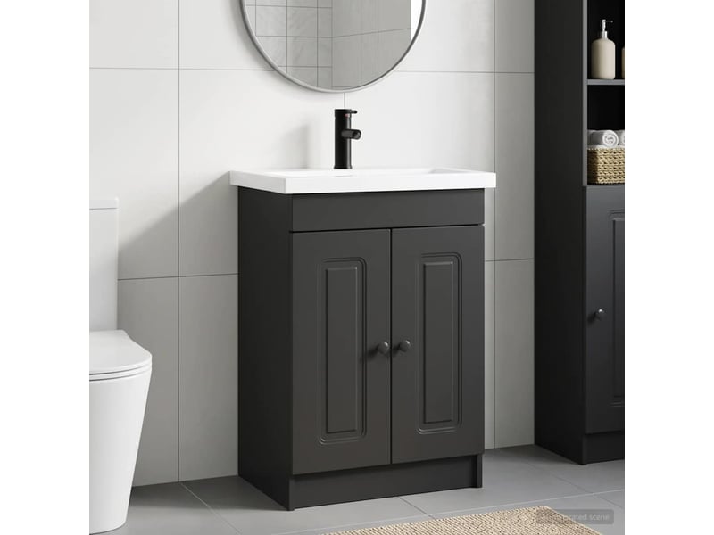  Ensemble de mobilier de salle de bain noir 56x37.5x81 cm shl8213  - Conforama B
